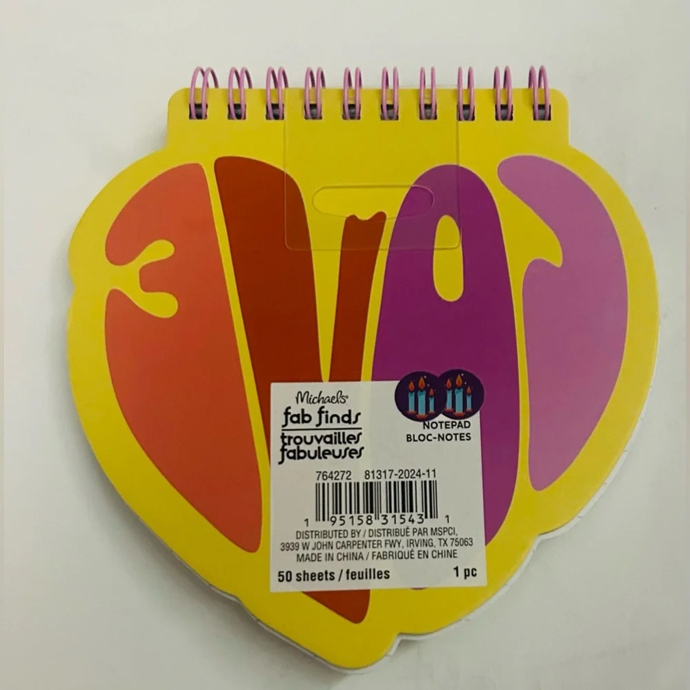 New 2 Colorful Love Notepad Bloc-Notes 50 Lined pages 16 Lines 100 Pages Total